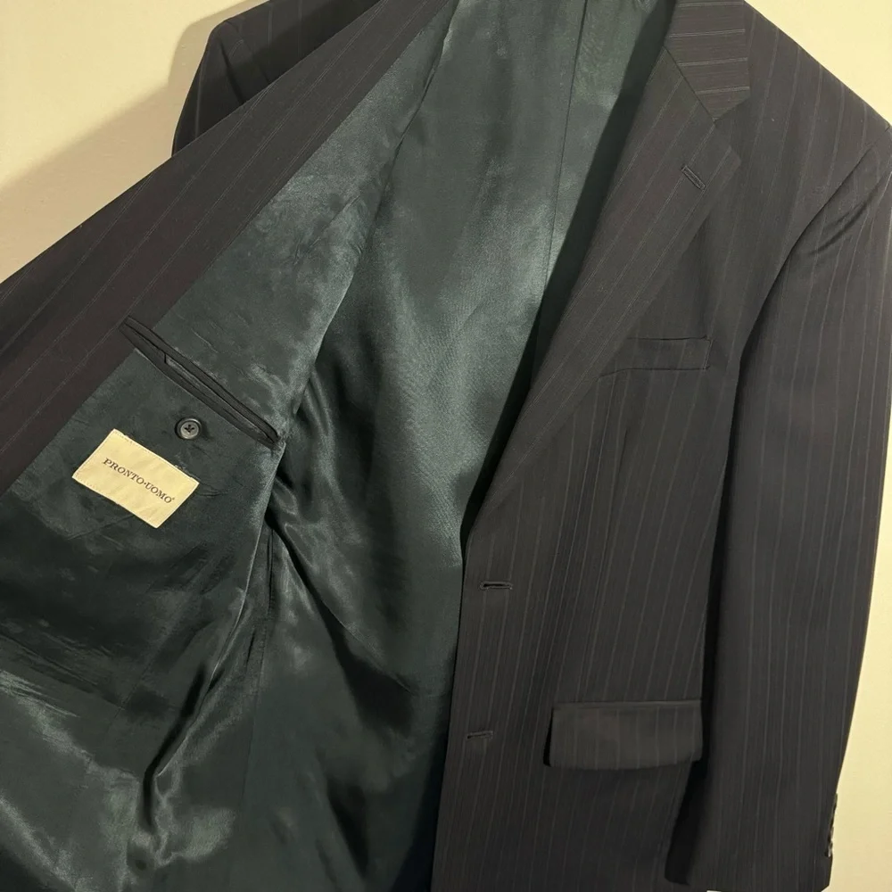 Pronto Uomo Navy Blue Sports‎ Coat/Blazer 100% Wool Size 40L